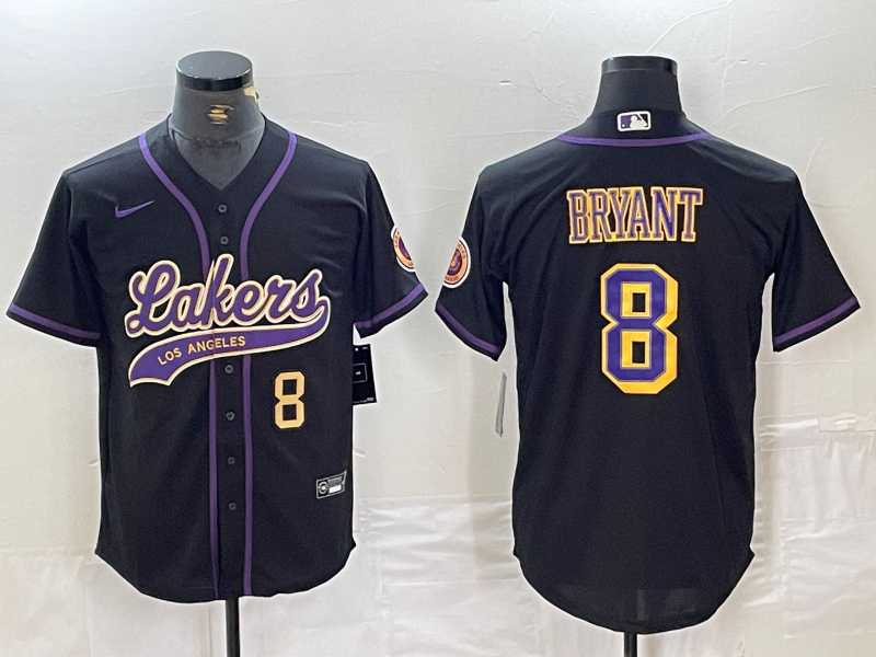 Mens Los Angeles Lakers #8 Kobe Bryant Black Cool Base Stitched Baseball Jerseys->->NBA Jersey